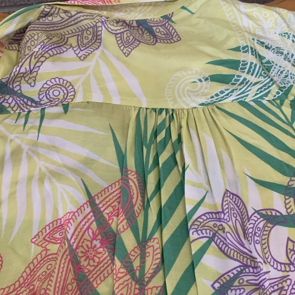 Maude Vivante Noelle Button Up Womens L Collared Camp Shirt Short Sleeve Print - Picture 13 of 13